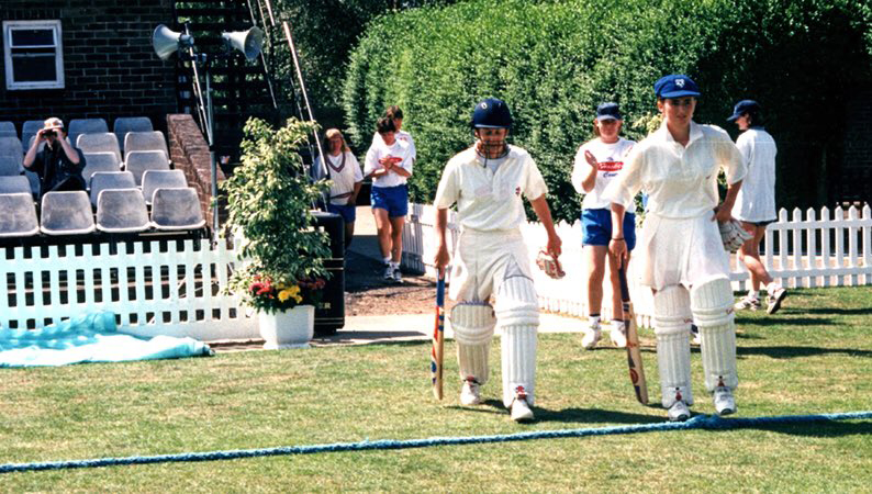 [Jan Brittin and Charlotte Edwards]  Carol Salmon